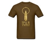 Science T-shirt, Nikola Tesla, Mens Tshirt, Nerd Tshirt, Unisex Shirt, School Tshirt, Physics T-shirt, Geek T-Shirt, Light Bulb S M L XL XXL