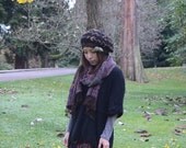 Alpaca wool tam / soft textured hat / black forest
