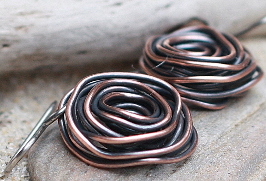 Copper Wire Birds Nest Earrings Copper Wire Jewelry
