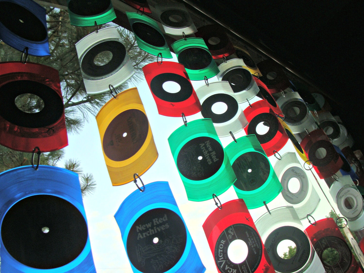 Vinyl Record Suncatcher - One Strand of 5 Pieces Made From Recycled Transparent Colored 45 rpm Records - Choose Your Colors