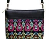 SALE iKat iPad Case Ipad 3 Case  Fits Ipad 4 3 2 1 Vegan Leather iPad Cover Cross Body iPad Bag with Strap Zipper Black Tapestry Bag (RTS)