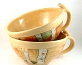 Two soup mugs / large latte cups teacups / bowl with handle / for soup cereal ice cream chai tea latte coffee Graduate Gift