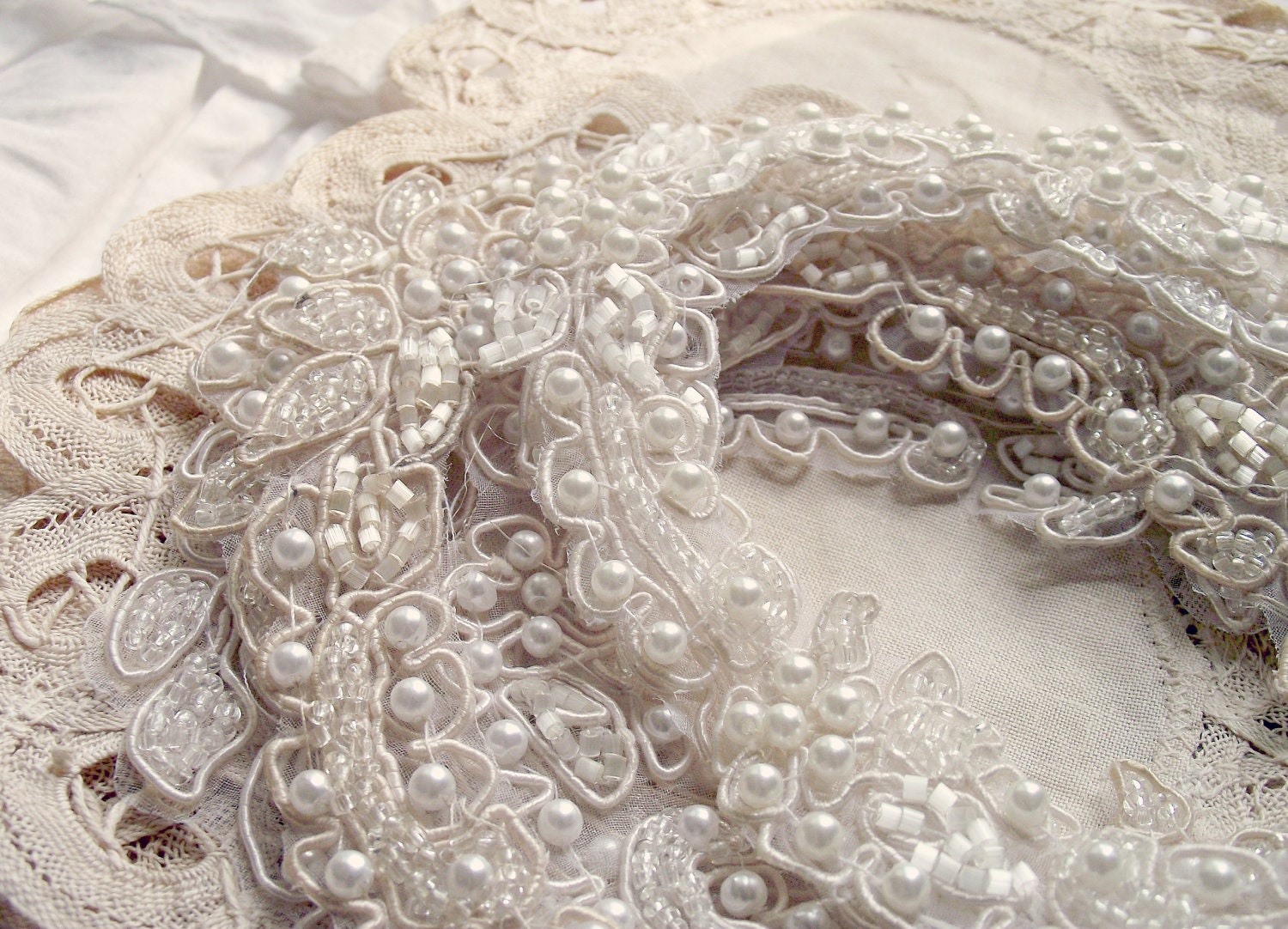Hand dyed pearl lace frame