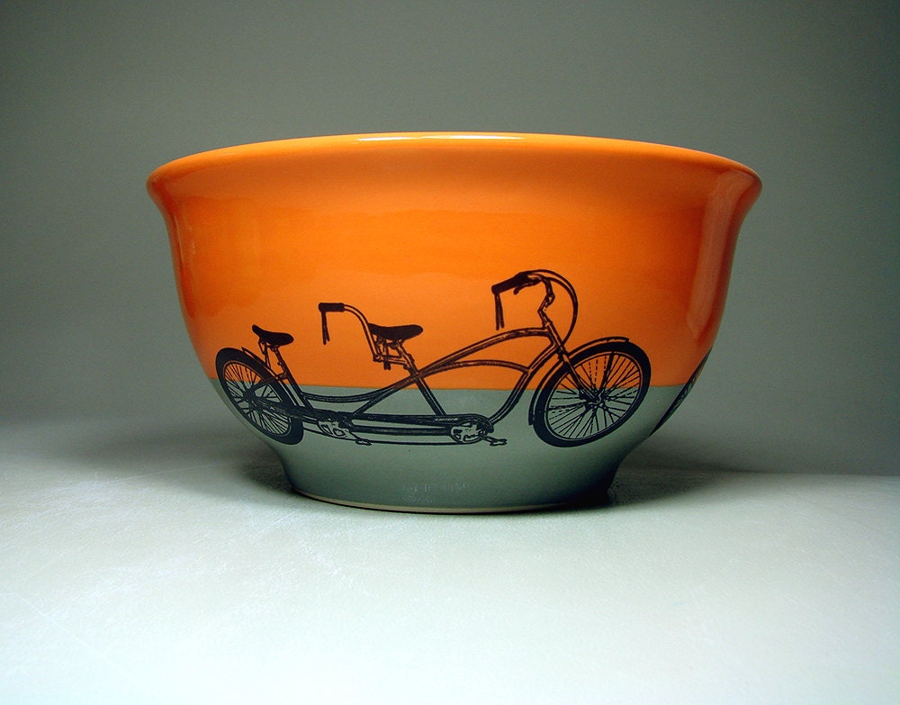 large bowl tandem bicycle (creamsicle/storm). Made to Order.
