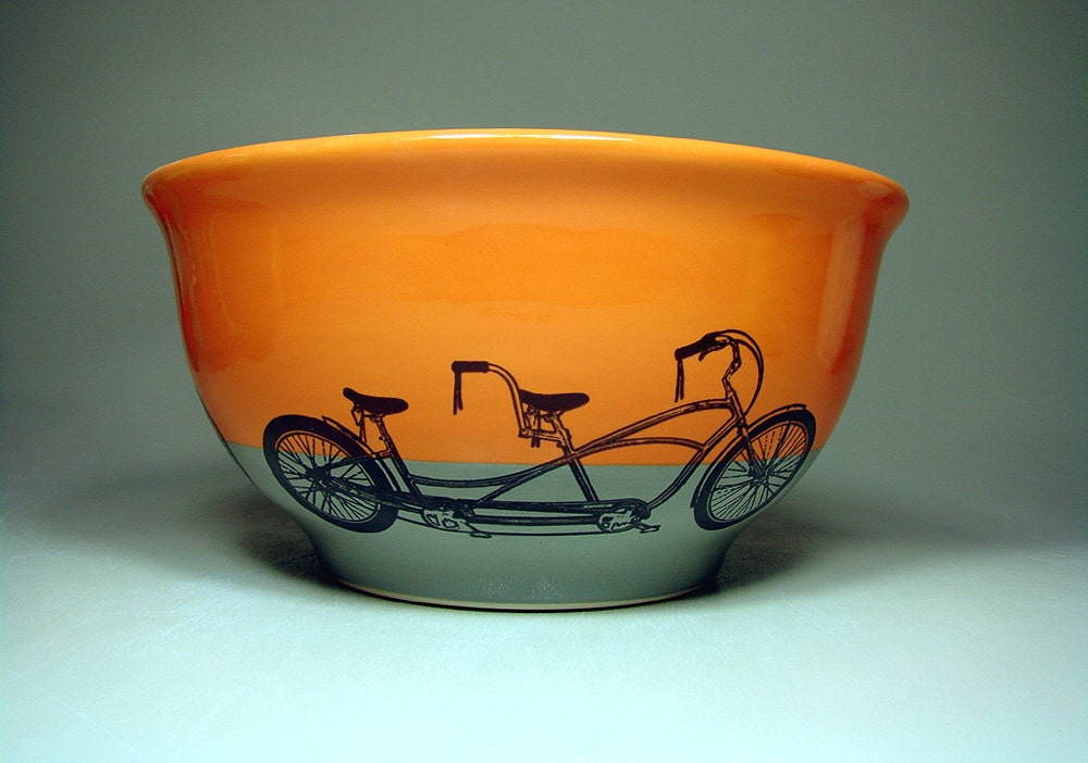 large bowl tandem bicycle (creamsicle/storm). Made to Order.