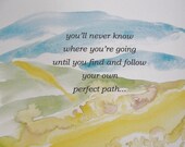 Inspirational Poster Print, Landscape, Yellow and Green Home Decor, Encouragement, Graduation, Birthday Gift 8 x 10