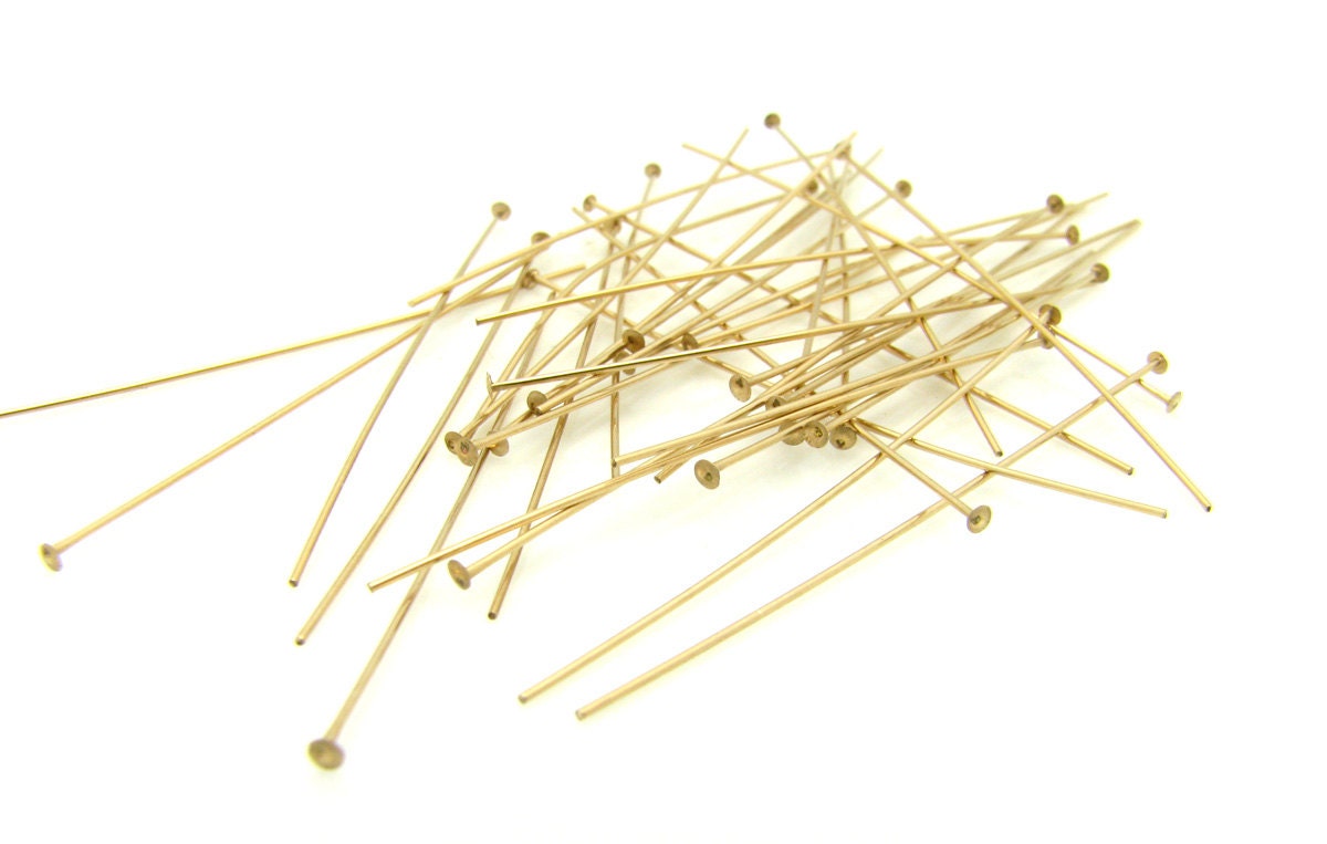 14K Gold Filled flat headpins, 1.5 inches, 36 pieces, 26 gauge