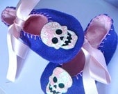 Purple and Pink Skull Baby Booties Small