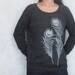 Lightweight Womens Sweatshirt / Pullover - Heather Black - Peacock Feathers S M L XL