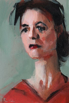 Original Painting Portrait Woman Female Sketch Acrylic Quick Study 3.5 x 5 - Sarah by David Lloyd