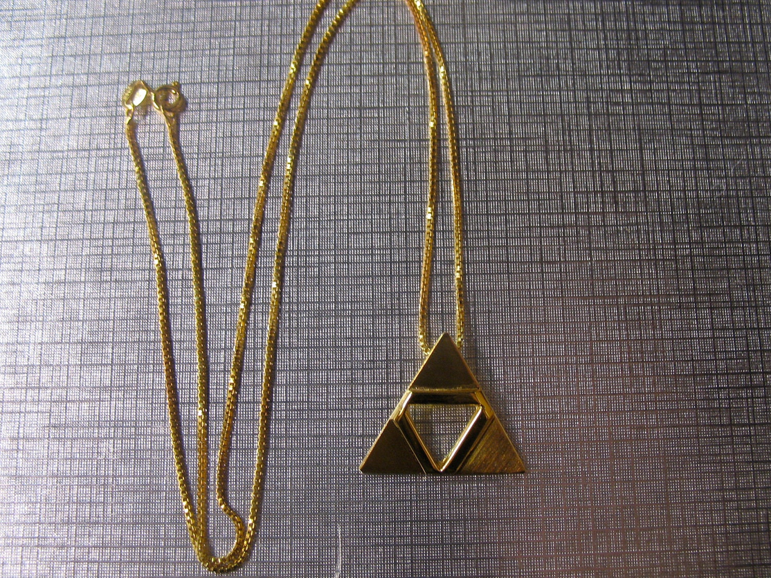 24K Gold Plate over Sterling Silver TriForce Necklace Pendant - 24K Gold Plate Sterling Box Chain