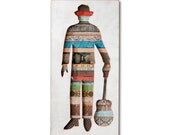 Musician Portrait, For Him Gift, Wood Guitar Art, Custom Silhouette, Market Stroll Collection, Made to Order