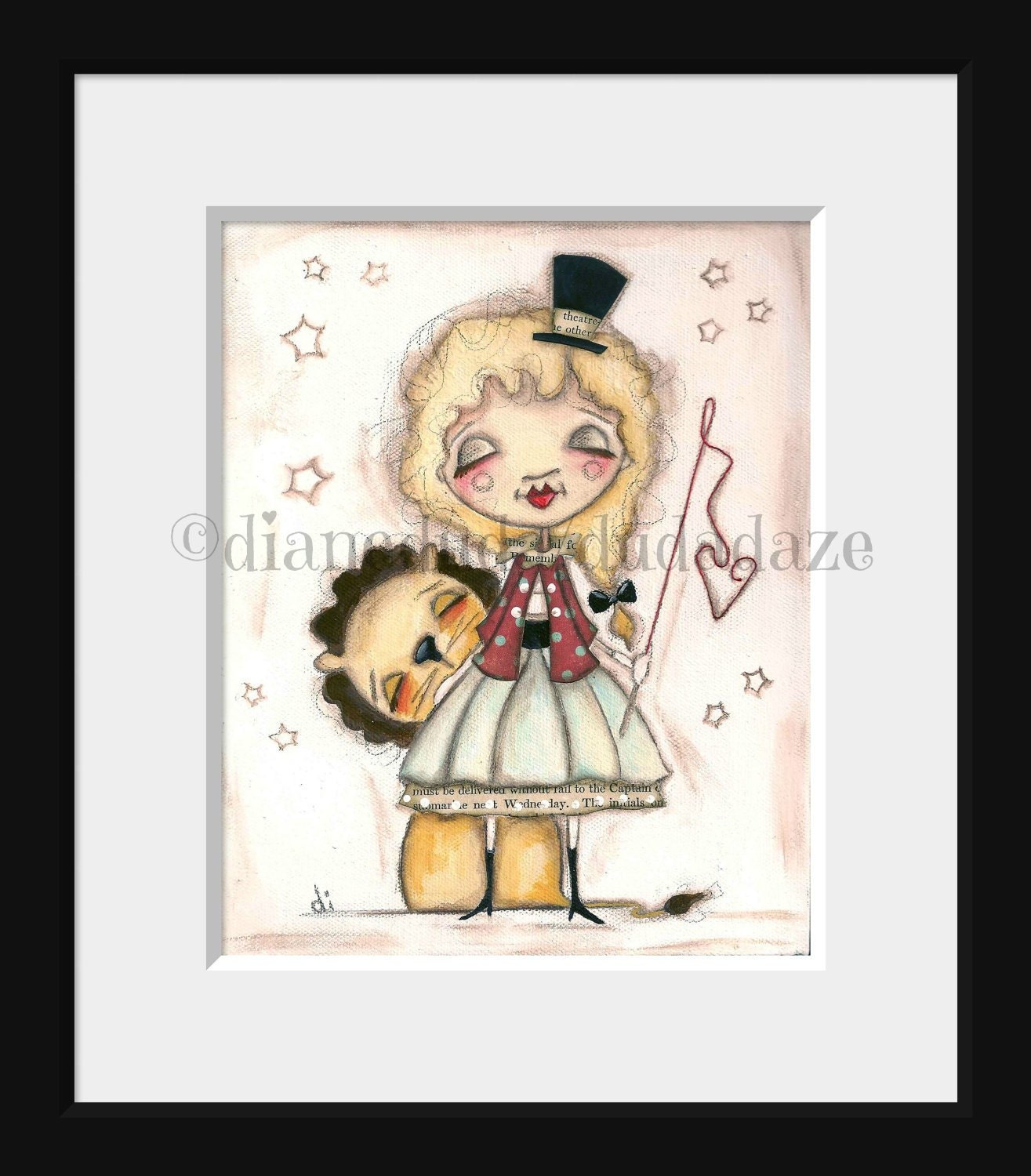 Print of my Original Folk Art Circus Painting - The Lion Tamer