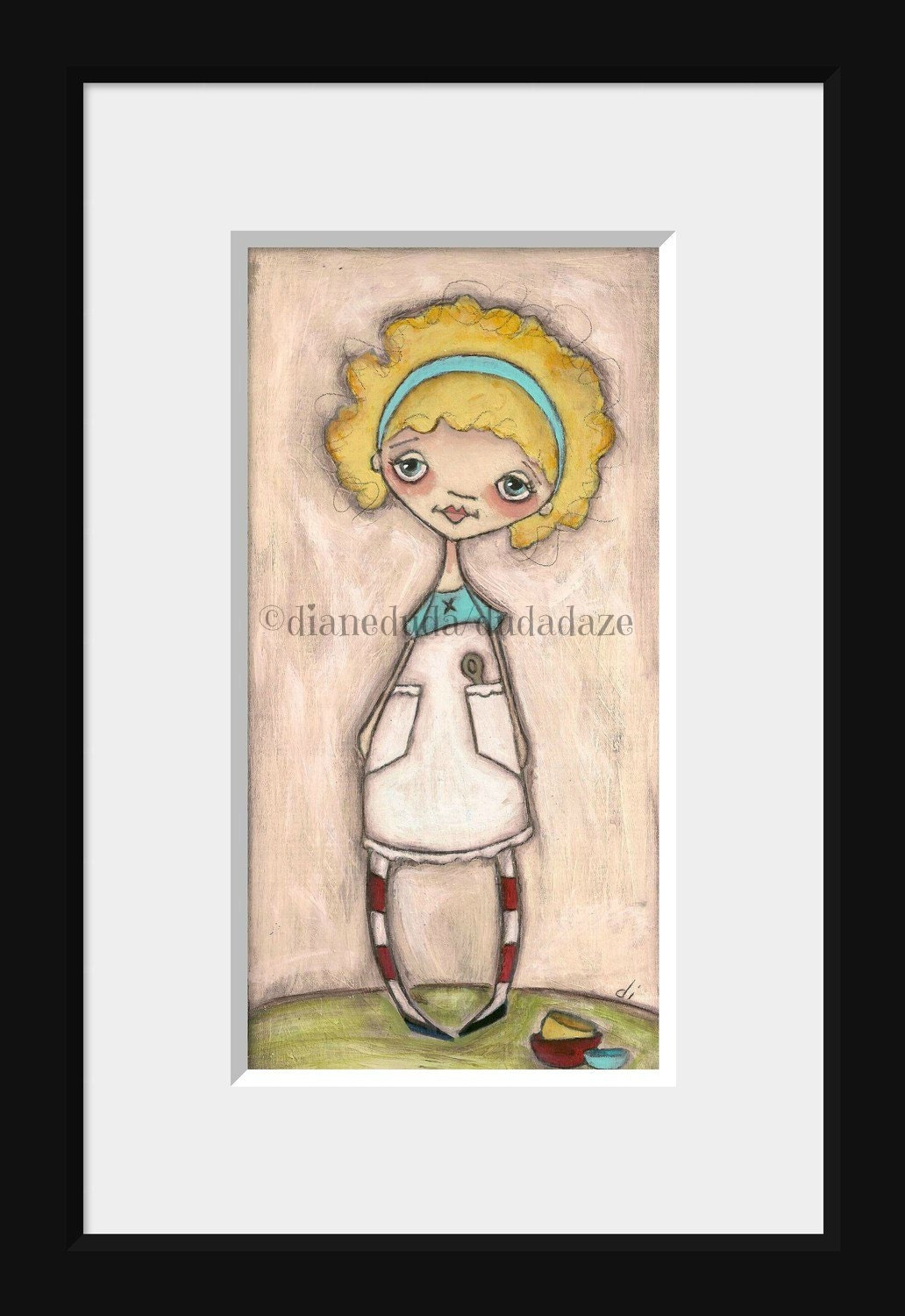 Print of my original folk art painting - Goldilocks