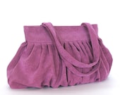 Pleated handbag in deep dusty pink , large vegan shoulder bag