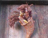 INDIAN CORN CORNuCOPIA  hanging Thanksgiving  WREATH  ALTeRNaTIVE decoration