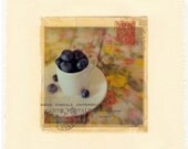 Fine Art Photography Inkjet Image Transfer  Cup Of Blueberries Carte Postale 8x8 Photo Modern Wall Decor, Office Decor