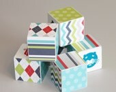 Animal Critter Alphabet Wood Blocks Landon Personalized Name Set of 6