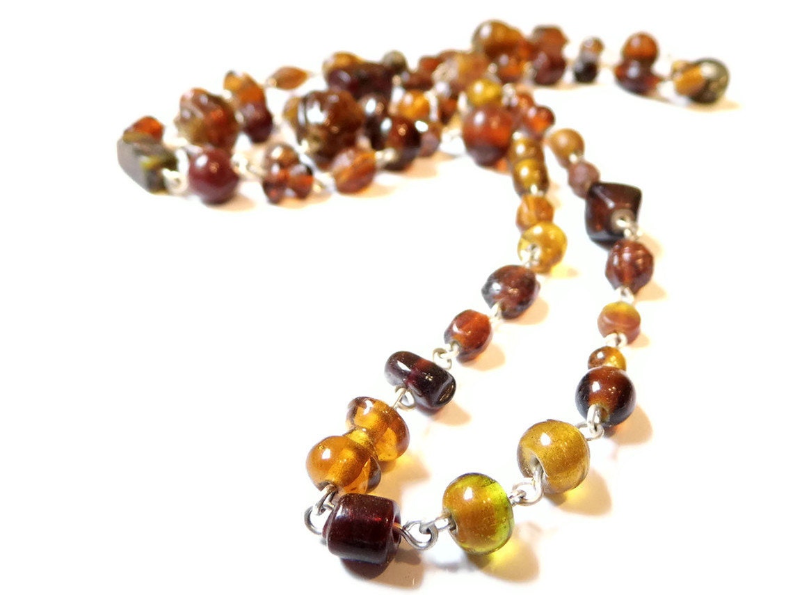 Root Beer Necklace -- Beaded Glass Jewellery
