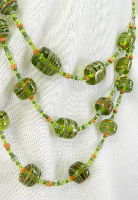 Coral and Seaweed three-tier necklace