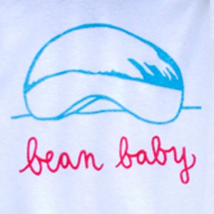 Bean Baby white ONESIE (Pick Newborn or 6 Month or 12 Month size)