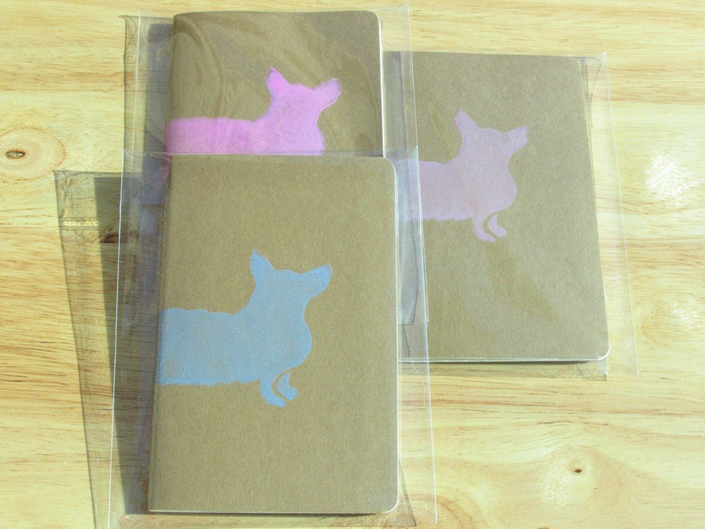SHIMMERY CORGI kraft moleskine cahier pocket ruled notebook