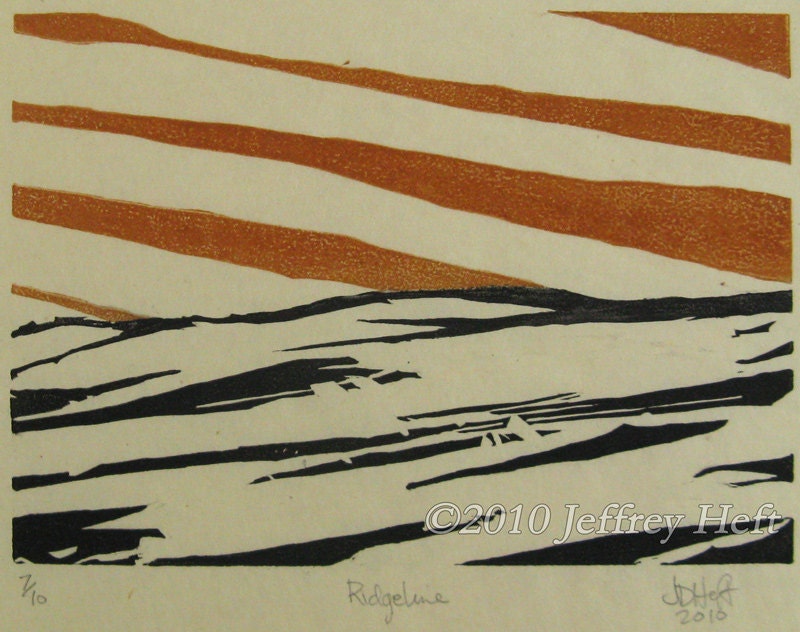 Ridgeline Heft linocut relief printmaking original art