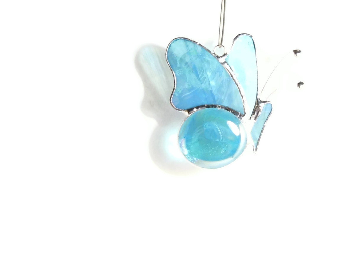 Blue Butterfly Suncatcher Stained Glass