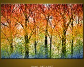 Landscape Original Large Abstract Painting Modern Contemporary Trees ... 24 x 36 .. Trees of the Rainbow, by Amy Giacomelli
