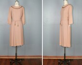 vintage . 1960s . Jack Mann . BLUSHING . crepe . beaded . wiggle . dress