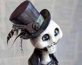 OOAK Steampunk Skeleton Mixed Media Art Doll - RachelWhetzel