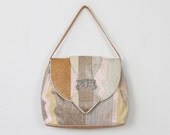 Pastel Leather Bohemian Patchwork Bag Embossed Tan