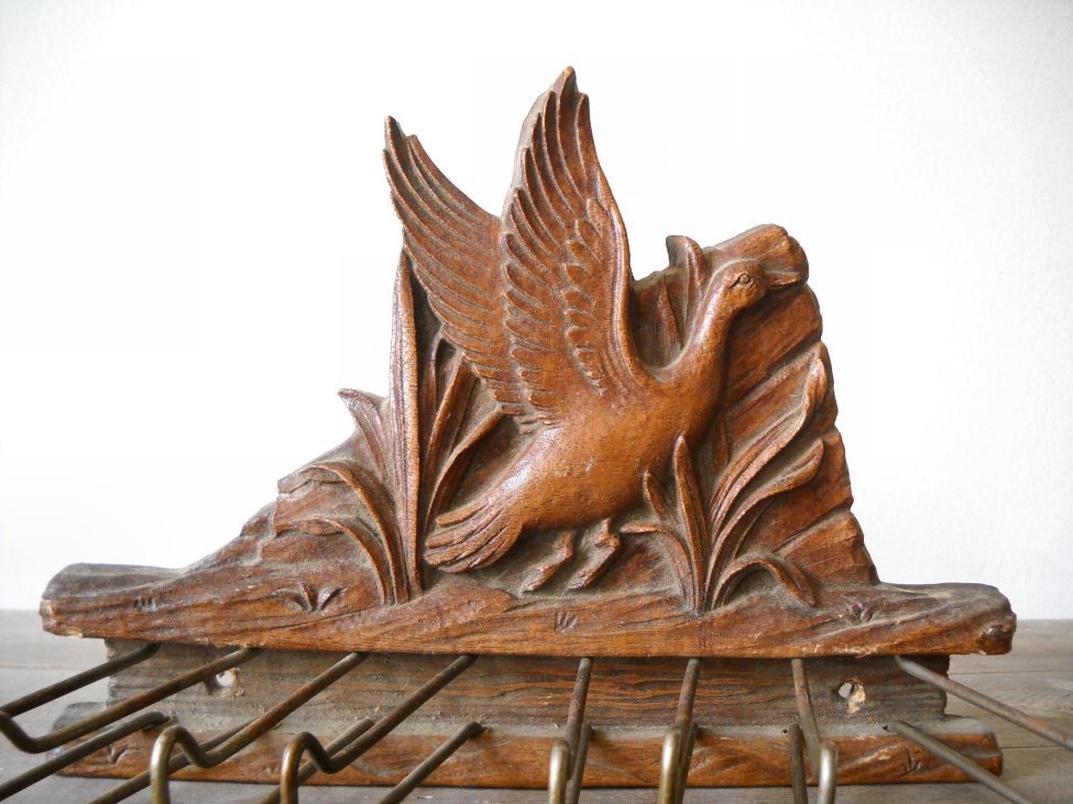 Vintage Syroco Wood Flying Duck Tie Rack Belt Sportsman Woodland Fathers Day