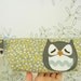 Chewy the Owl Grey Yellow Floral Cotton Canvas Case with Vinyl Applique