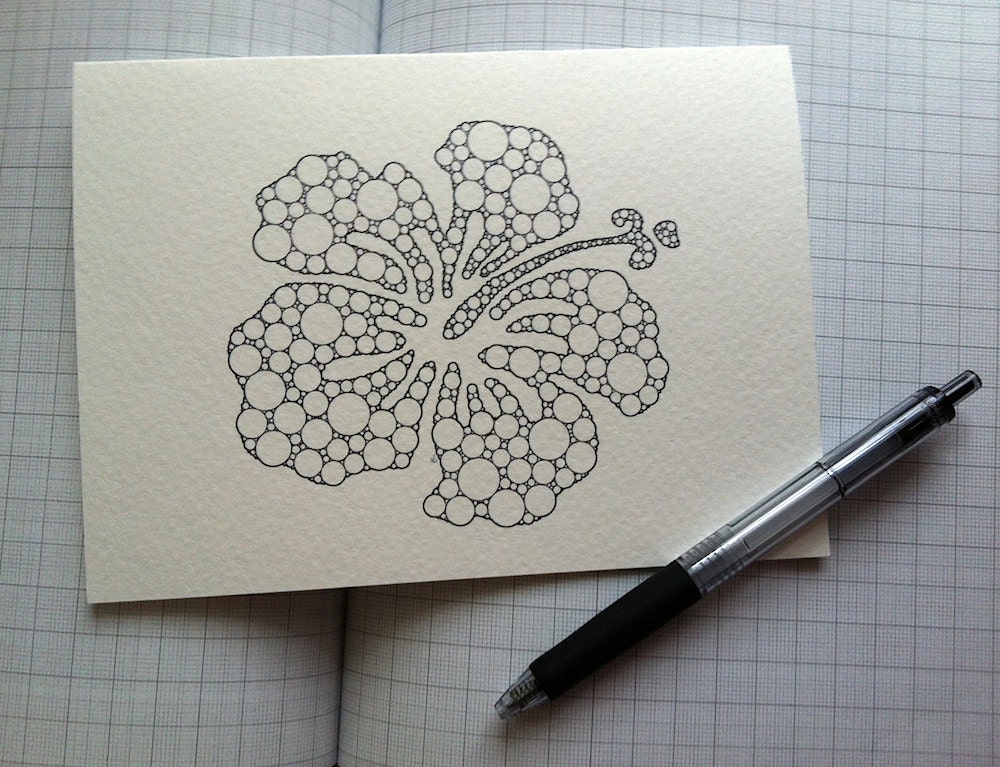 HIBISCUS giclee print / greeting card (5" x 6.8") with deckle envelope