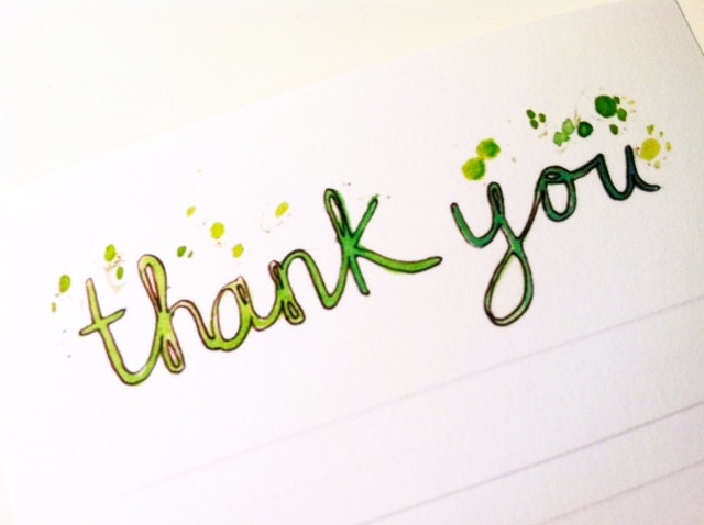 Thank you notes in green watercolor