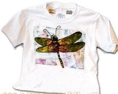 art T shirt girls dragonfly painting hand painted clothing teen tween women