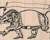 Elephant With Sign  stamp  wood Mounted   rubber stamp    stamp number 10142