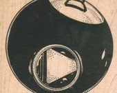 Magic 8-Ball 3 1/4 x 3  wood mounted rubber stamp     5042   toys