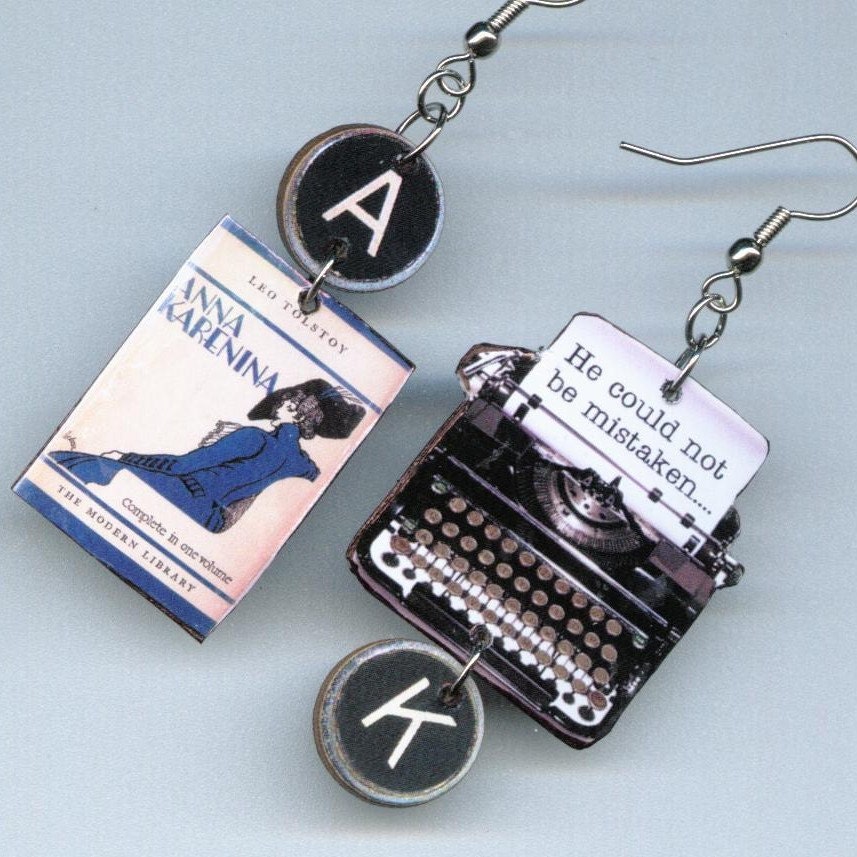 Anna Karenina Book Earrings Vintage  Typewriter Leo Tolstoy