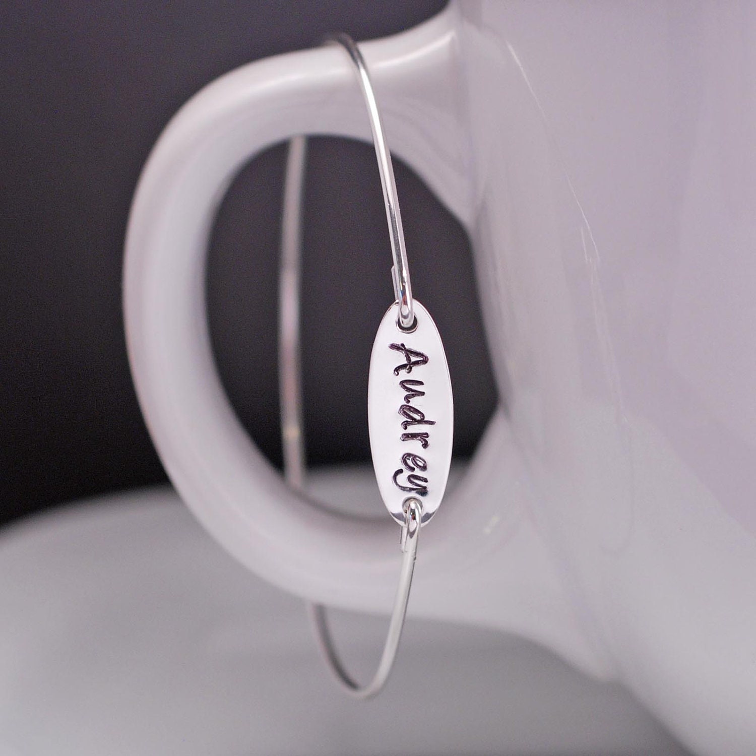 Personalized Name Bracelet, Sterling Silver Name Bracelet, Child's Name Bracelet, Custom Hand Stamped Bangle