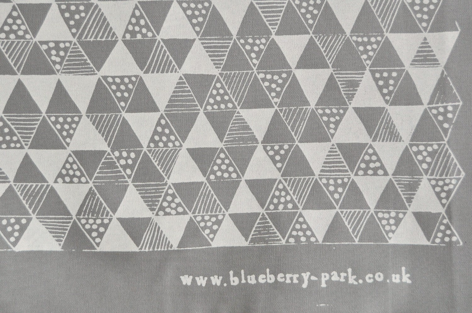 White on Grey Triangle Mania screen printed fabric