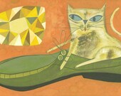 After indulging in catnip, Isabelle enjoys shoes even more than the illusive 52.5 carat floating yellow diamond.