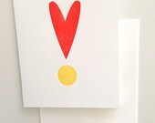 Heart exclamation point, letterpress card, love, friendship, bff, wedding
