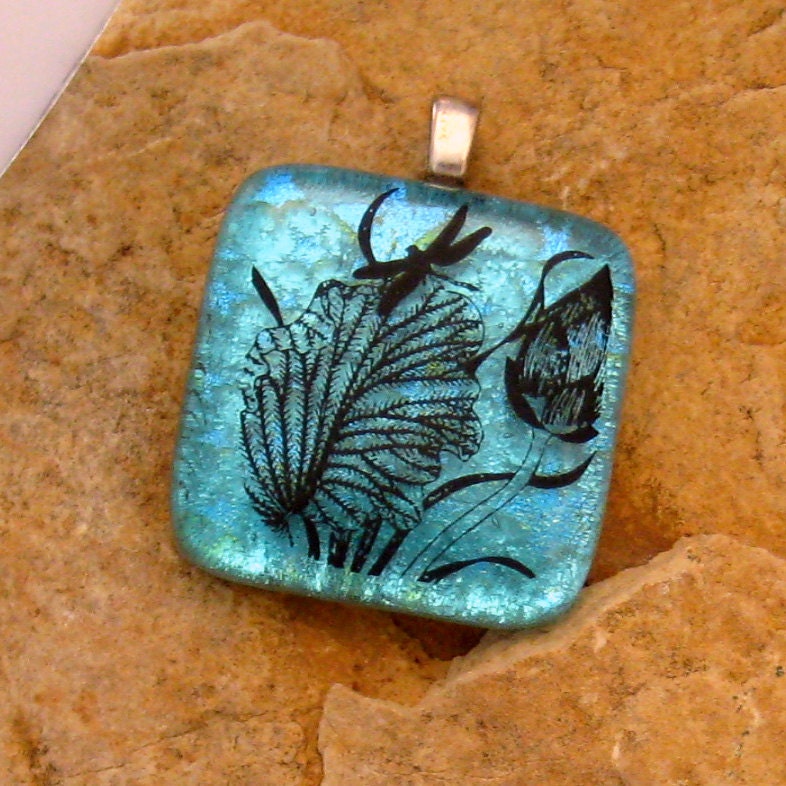 Dichroic Fused Glass Pendant, Fused Glass Jewelry, Glass Image  Pendant - Underwater Garden