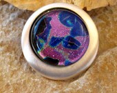 Fused Glass Necklace, Dichroic Fused Glass in a Silver Setting, Dichroic Glass Pendant - Rocky Mountain