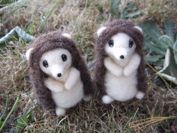 Custom Order for Rebecca 2 Needle Felted Hedgehogs