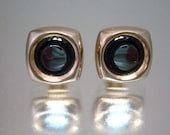 Pair of Hematite Cuff Links Cufflinks Gold Tone Unused Vintage