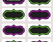Chalkboard Oval Scroll Labels - with Color Trim