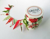 Christmas Fabric wedding cake Mini Bunting. Spool of Ribbon for gift wrapping and decorating